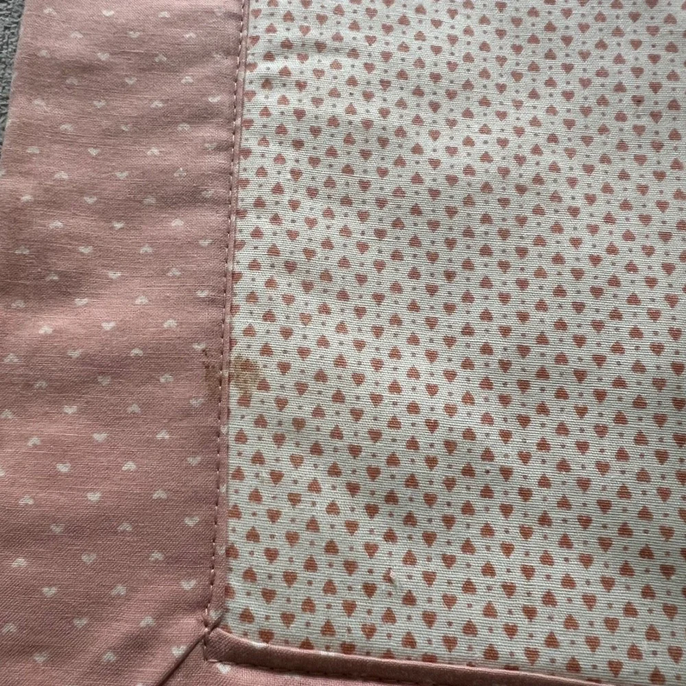 Vintage Handmade Quilted Placemats Set of 8 Pink White Heart Print Cottagecore